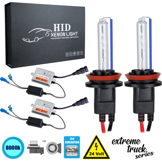 GloboStar H8 XCB Line KIT ������� �������� �������� 3rd Generation Can-Bus Extreme Truck Series XENON 110W 10350lm DC 24V ��������� IP65 ����� ����� 8000K - (84137)