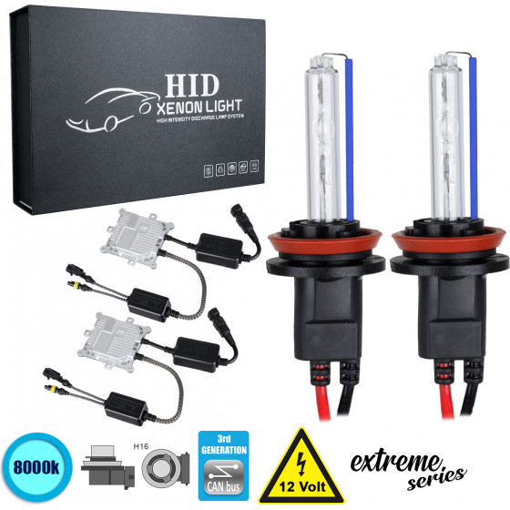 GloboStar H16 XCB Line KIT ������� �������� ����������� & ������������ 3rd Generation Can-Bus Extreme Series XENON 110W 10350lm DC 9-16V ��������� IP65 ����� ����� 8000K - (84163)