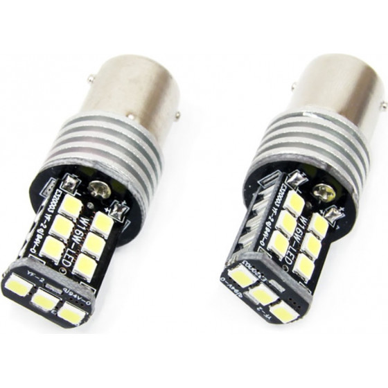 Amio P21W 1156 12-24V 7.5W 6.000K 800lm ����� LED CANBUS 15SMD 2835 - 2 ���. - (01293)
