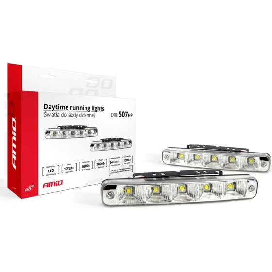 Amio ���� ������ DRL 12/24V 11,52W 10 LED 1000Lm 190x29x40mm - 2 ���. - (01523)
