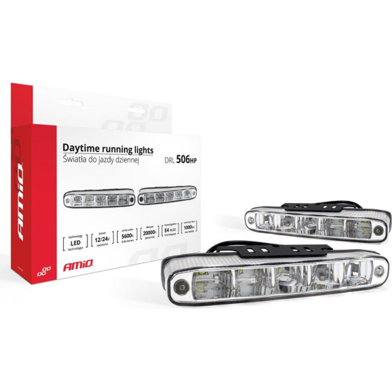 Amio ���� ������ DRL 12/24V 11,52W 10LED 1000Lm 160x25x52mm - 2 ���. - (01522)