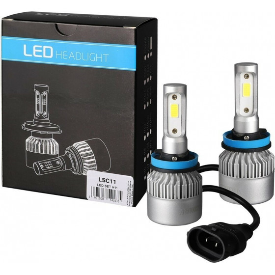 M-Tech H11 LED SET C6 9-32V 6.500K 10.000lm 4 X 10W ����� �� COB EPISTAR 1021 LED ��� ������������ - 2 ���. - (LSC11)