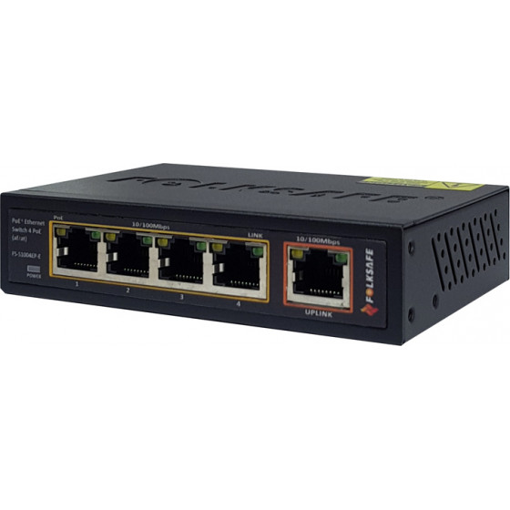 Folksafe PoE Ethernet Switch 4 Ports 10/100Mbps - (FS-S1004EP-E)