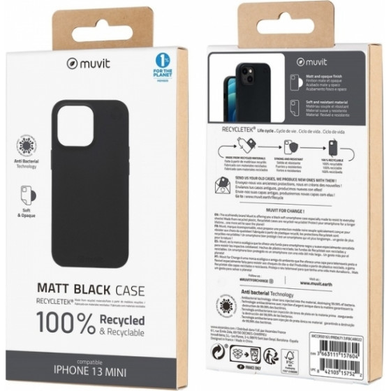 Muvit Recycletek Iphone 13 Mini Black Backcover - (MCCRS0161)
