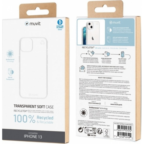 Muvit Recycletek Shield Iphone 13 Transparent Backcover - (MCCRS0166)