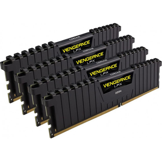 Corsair VENGEANCE LPX 16GB (4 x 4GB) DDR4 DRAM 2666MHz C16 Memory Kit - Black - (CMK16GX4M4A2666C16)