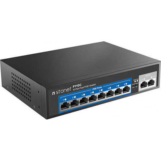 Stonet 8POE & 2RJ45 STANDARD POE SWITCH 10/100MPBS - (P110C)