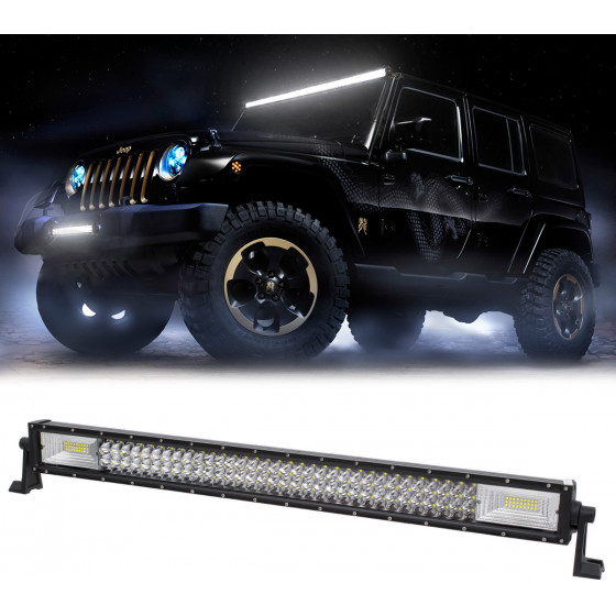 GloboStar PRO Series ����� ���� - Straight TRI-ROW 7D ��� ���������� & ������� LED CREE XBD 405W 40500lm 15� & 60� DC 10-30V ��������� IP65 ����� ����� 6000K - (85483)