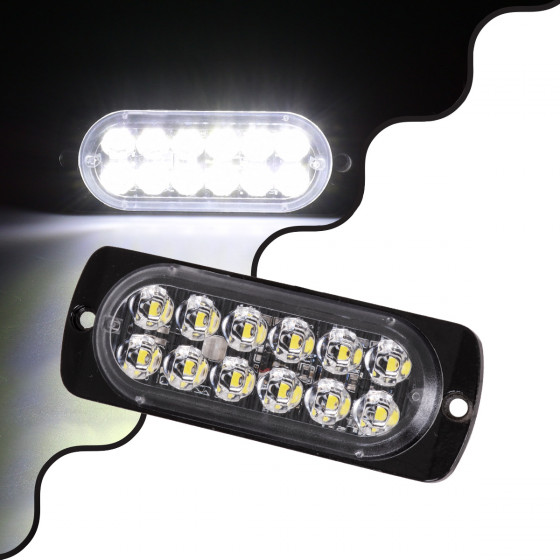 GloboStar PRO Series ����� �������� �������� ����������� ��� ���������� & ������� �������� STROBE LED SMD 3030 12W DC 12-24V ��������� IP65 ����� ����� 6000K - (85263)