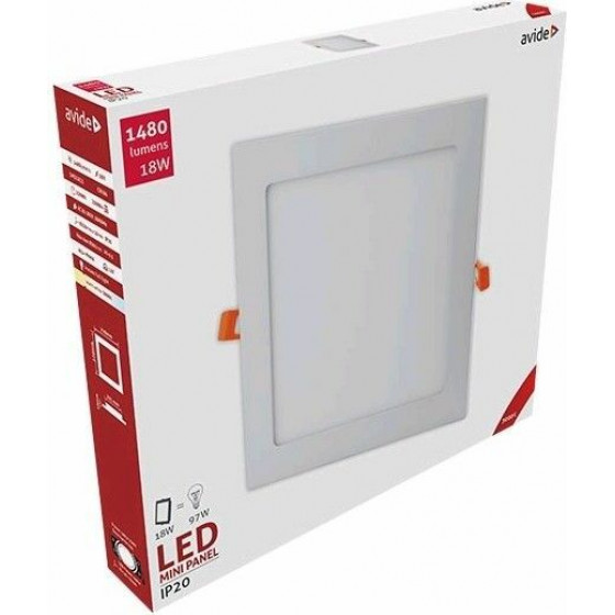 Avide LED Ceiling Lamp Recessed Panel Square ALU 18W WW 3000K - (ACRPWW-S-18W-ALU)