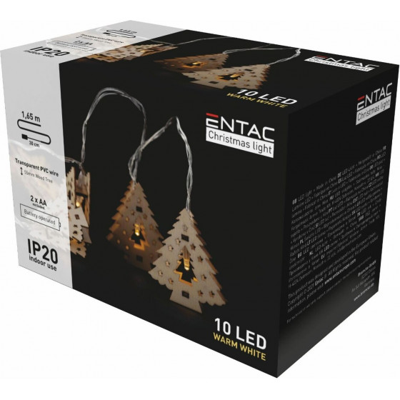 Entac Christmas Indoor Wood Christmas tree 10LED 3000K 1,65m (2AA) - (ECL-WCT-10WW)