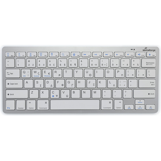 MediaRange Compact-sized Bluetooth 5.0 keyboard with 78 ultraflat keys Silver - (MROS132-GR)