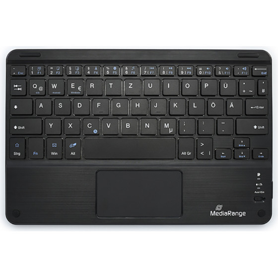 MediaRange Compact-sized Bluetooth Keyboard with 78 ultraflat keys and touchpad (Black) - (MROS130-GR)