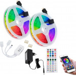 GloboStar ��� ������ LED 2 x 5m 72W/10m 60LED/m 5050 SMD 600lm/m 120� IP20 �� ������������ ����������� ����������� - WiFi - �������� ����������� RF 2.4Ghz ��� ����������� RGB Dimmable - (85813)