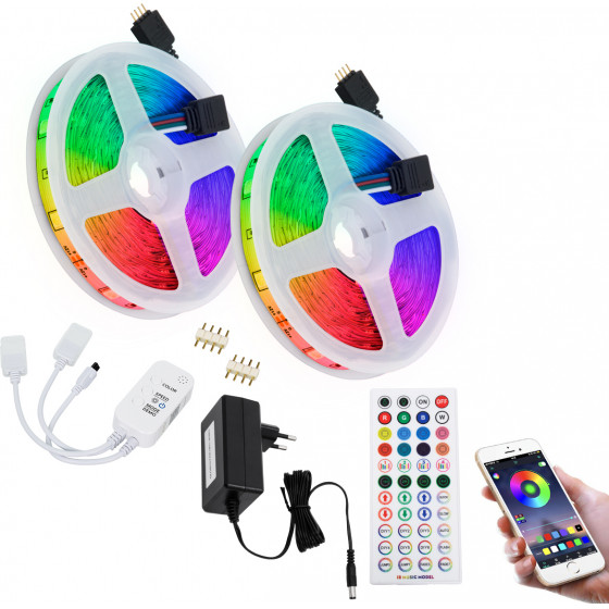 GloboStar ��� ������ LED 2 x 5m 72W/10m 60LED/m 5050 SMD 600lm/m 120� IP20 �� ������������ ����������� ����������� - WiFi - �������� ����������� RF 2.4Ghz ��� ����������� RGB Dimmable - (85813)