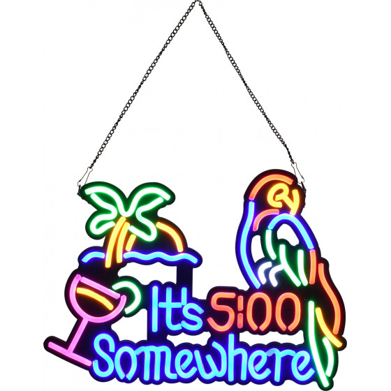 GloboStar ��������� ������� ������� �������� NEON LED �������� ITS 5:00 SOMEWHERE PARROT 30W AC 230V �� �������� On/Off ��� - ������� - ������� - ������� - ������� - (85854)