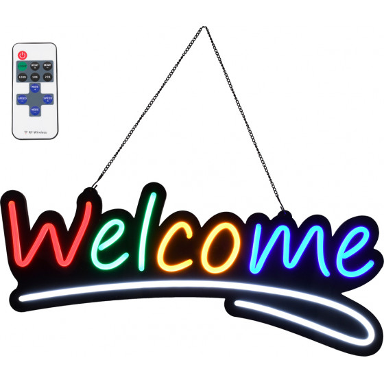 GloboStar ��������� ������� ������� �������� NEON LED �������� Animated WELCOME 30W AC 230V �� �������� On/Off ��� �������� ����������� IR ������� - ������� - ������� - ���� - ����� - (85861)