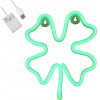 GloboStar ��������� ������� ������� �������� NEON LED �������� FOUR LEAF CLOVER 5W �� ������� ����������� USB - ��������� 3xAAA (��� ���������������) - ������� - (78572)