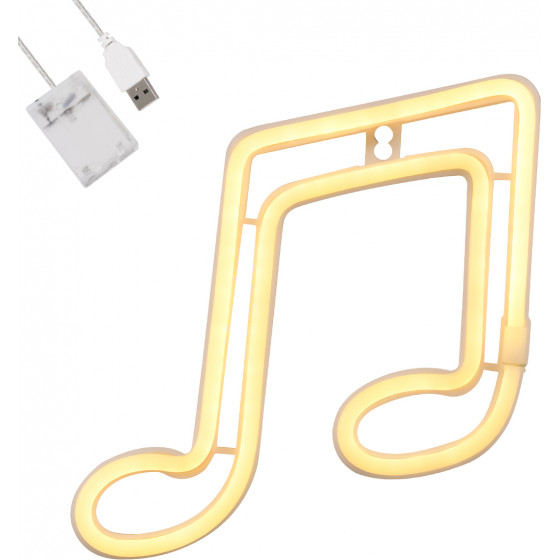 GloboStar ��������� ������� ������� �������� NEON LED �������� MUSIC NOTE 5W �� ������� ����������� USB - ��������� 3xAAA (��� ���������������) - ����� ����� 2700K - (78568)
