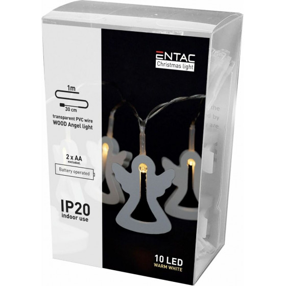 Entac Christmas Indoor Wood Angel Light 10LED 3000K 1m (2AA excl.) - (ECL-WA-10WW)
