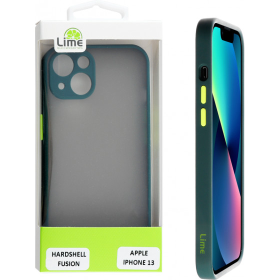 Lime ���� iPhone 13 6.1 Hardshell Fusion Camera Guard Dark Green With Yellow Keys