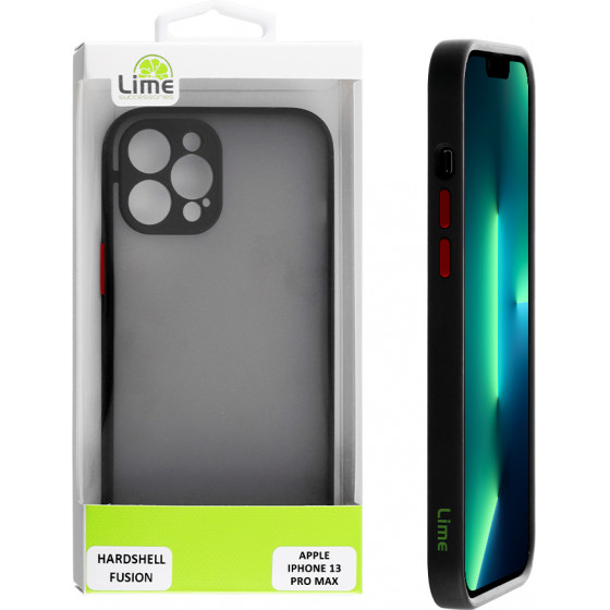Lime ���� Iphone 13 Pro Max 6.7 Hardshell Fusion Camera Guard Black With Red Keys