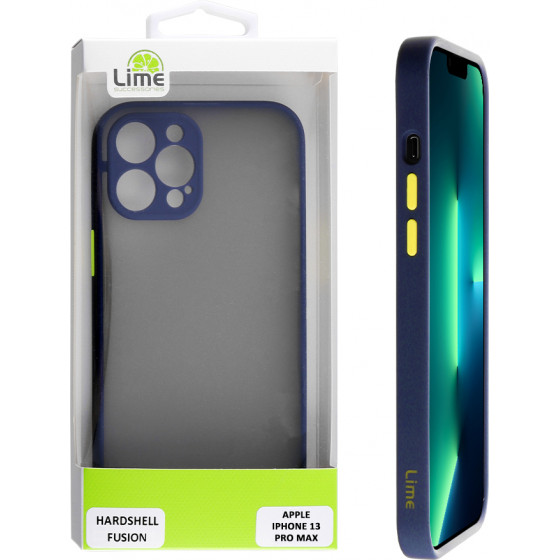 Lime ���� Iphone 13 Pro Max 6.7 Hardshell Fusion Camera Guard Blue With Yellow Keys