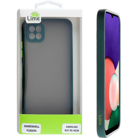 Lime ���� Samsung A22 5G A226 6.6 Hardshell Fusion Camera Guard Dark Green With Yellow Keys