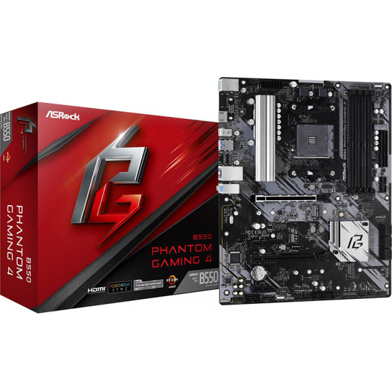 ASRock B550 Phantom Gaming 4 Motherboard AM4 - (90-MXBCY0-A0UAYZ)