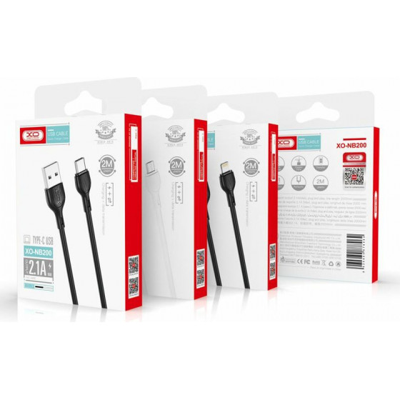 XO NB200 2.4A USB cable TypeC 2M Black