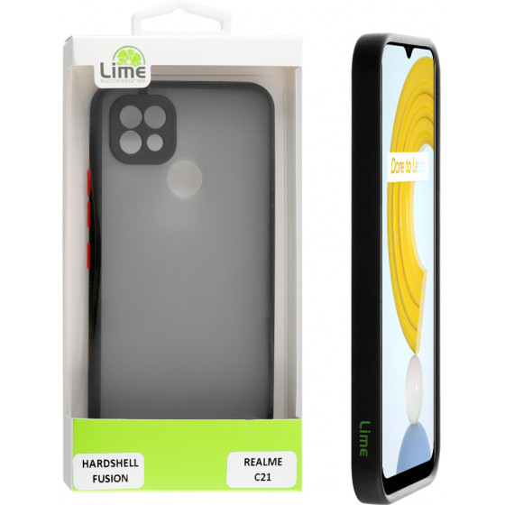 Lime ���� Realme C21 6.5 Hardshell Fusion Camera Guard Black With Red Keys