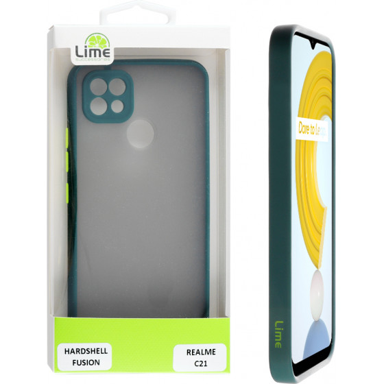Lime ���� Realme C21 6.5 Hardshell Fusion Camera Guard Dark Green With Yellow Keys