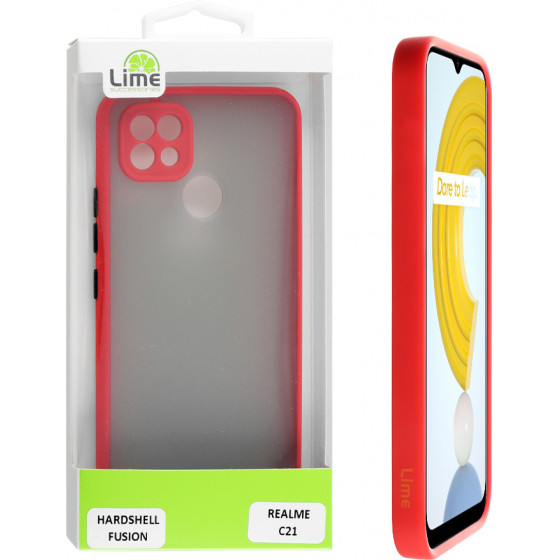 Lime ���� Realme C21 6.5 Hardshell Fusion Camera Guard Red With Black Keys