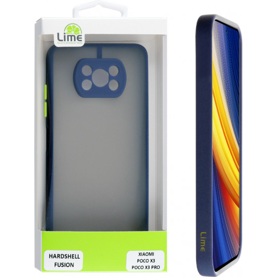 Lime ���� Xiaomi Poco X3/Poco X3 Pro 6.67 Hardshell Fusion Camera Guard Blue With Yellow Keys - (5205308300707)