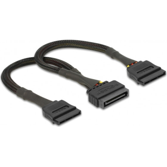 DeLock ������� SATA 15pin �� 2x SATA 15pin , 0.25m, ����� - (60135)