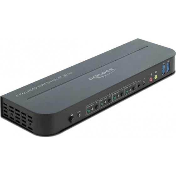 DeLock HDMI KVM Switch , 4 ports, USB 3.0, 3.5mm, 4K/60Hz, ����� - (11483)