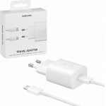Samsung Travel TYPE C 5V 3A/9V 2.77A/11V 2.25A 25W Fast Charge+USB Data TYPE C To TYPE C White - (EP-TA800XWEGWW)