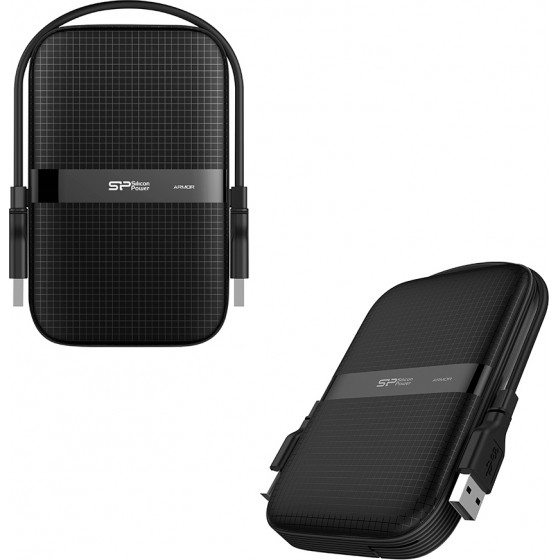 SILICON POWER HDD 2TB ������� ������� ������ USB 3.2 ARMOR A60 MIL-STD 810G BLACK - (SP020TBPHDA60S3A)