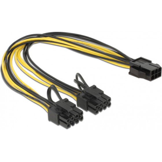 Powertech ������� PCIe 6pin �� 2x 8pin 30cm - (CAB-W044)