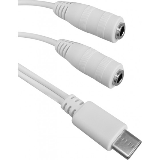 Powertech ������� USB Type-C �� 2x 3.5mm 0.20m ����� - (CAB-UC055)
