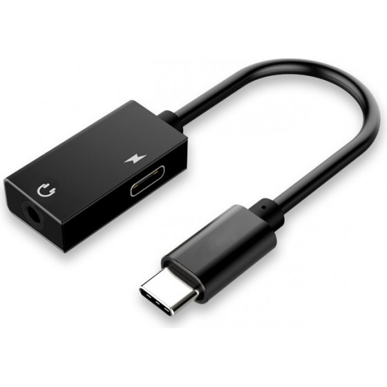 Powertech ������� USB Type-C �� USB Type-C/3.5mm 0.11m ����� - (CAB-UC053)