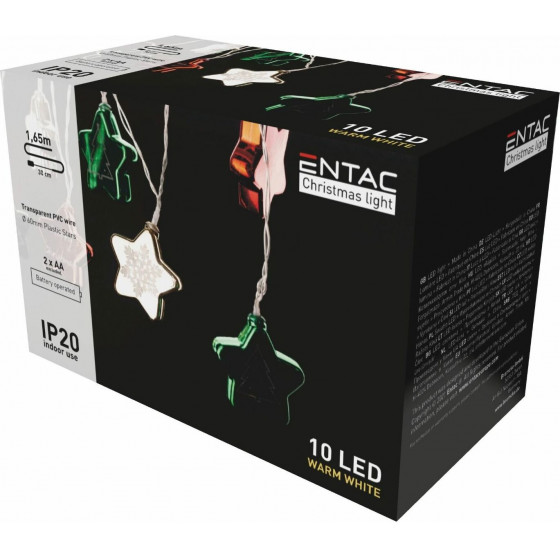 Entac Christmas Indoor Colorful Star 60mm Light 10LED WW 1.65m - (ECL-CCSD-10WW)