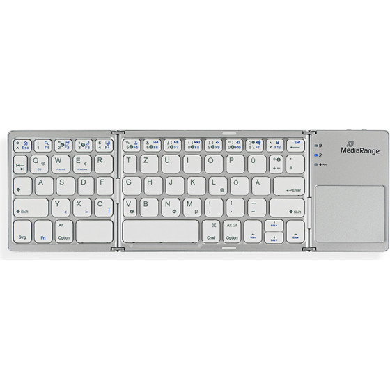 MediaRange Foldable and Rechargeable Bluetooth keyboard 64 keys with touchpad Silver - (MROS133-GR)
