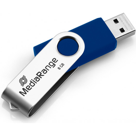MediaRange USB flash drive, 8GB, blue/silver - (MR908-BLUE)
