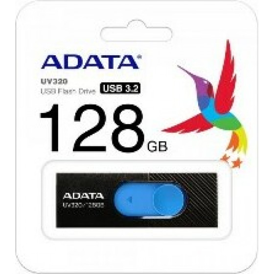 Adata Flash Usb Drive 128gb Usb3.2, Retractable, Black/Blue, 5yw - (AUV320-128G-RBKBL)