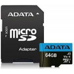 Adata SDHC Micro 64GB Premier Class 10, UHS-1, SD Adapter, 5YW. - (AUSDX64GUICL10A1-RA1)