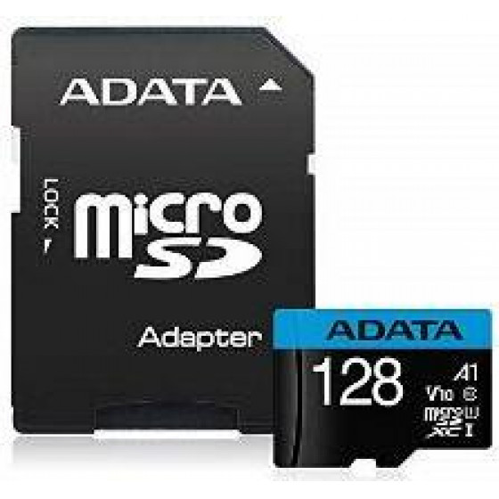 Adata SDXC Micro 128GB Premier Class 10, UHS-1, V10, SD Adapter, LTW. - (AUSDX128GUICL10A1-RA1)