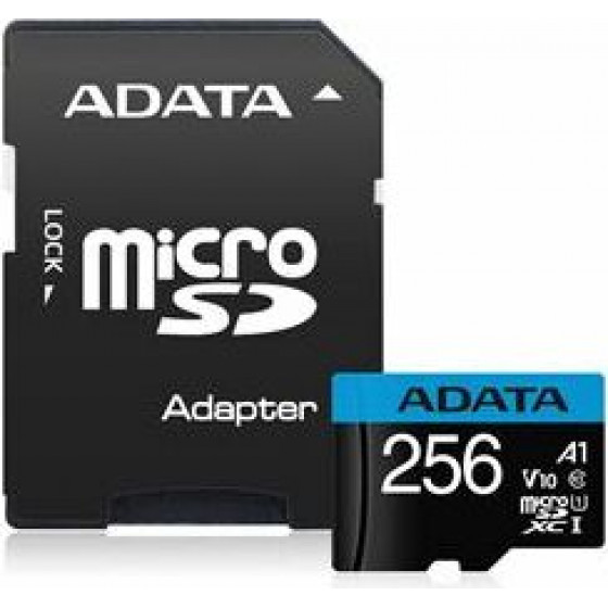 ADATA SDXC MICRO 256GB PREMIER CLASS 10, UHS-1, V10, SD ADAPTER, LTW. - (AUSDX256GUICL10A1-RA1)