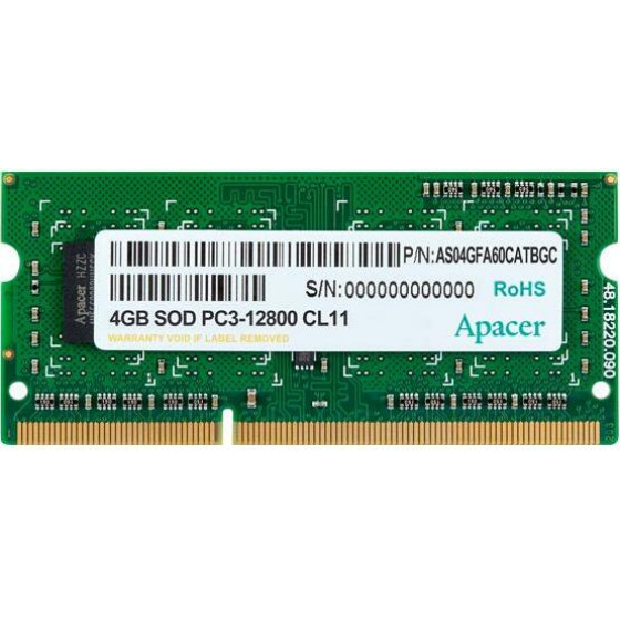 Apacer Memory 4GB 1600MHz CL11 DDR3 SODIMM RP - (4 1600 CL11 SODIMM DDR3)