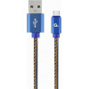 Cablexpert premium jeans (denim) type-c usb cable with metal connectors 1m blue retail pack - (CC-USB2J-AMCM-1M-BL)